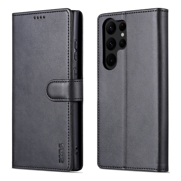 Pour Samsung Galaxy S24 Ultra 5G AZNS Étui portefeuille en cuir grain de veau au toucher doux (Noir)