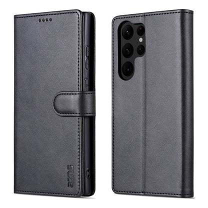 Pour Samsung Galaxy S24 Ultra 5G AZNS Étui portefeuille en cuir grain de veau au toucher doux (Noir)
