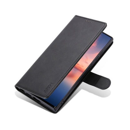Pour Samsung Galaxy S24 Ultra 5G AZNS Étui portefeuille en cuir grain de veau au toucher doux (Noir)