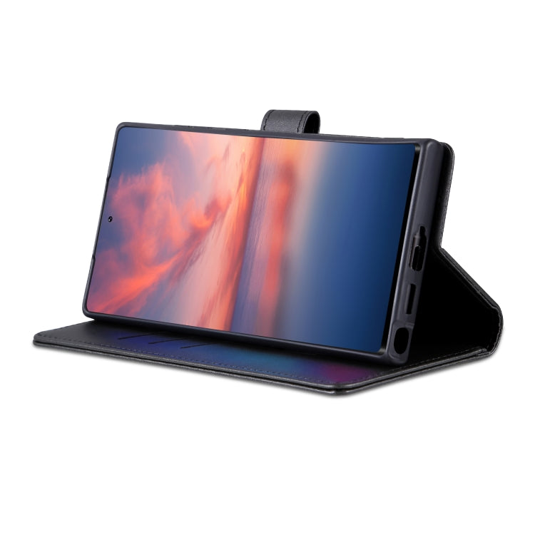 Pour Samsung Galaxy S24 Ultra 5G AZNS Étui portefeuille en cuir grain de veau au toucher doux (Noir)