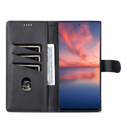Pour Samsung Galaxy S24 Ultra 5G AZNS Étui portefeuille en cuir grain de veau au toucher doux (Noir)