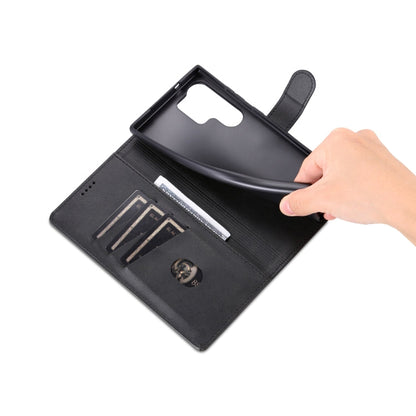 Pour Samsung Galaxy S24 Ultra 5G AZNS Étui portefeuille en cuir grain de veau au toucher doux (Noir)