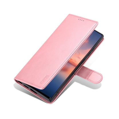 Pour Samsung Galaxy S24 Ultra 5G AZNS Étui portefeuille en cuir texturé veau aspect peau (or rose)
