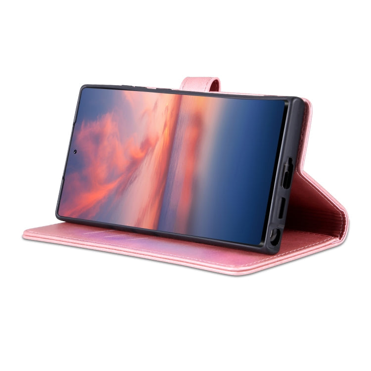 Pour Samsung Galaxy S24 Ultra 5G AZNS Étui portefeuille en cuir texturé veau aspect peau (or rose)