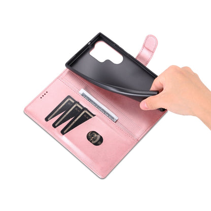 Pour Samsung Galaxy S24 Ultra 5G AZNS Étui portefeuille en cuir texturé veau aspect peau (or rose)