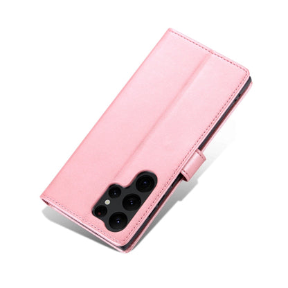 Pour Samsung Galaxy S24 Ultra 5G AZNS Étui portefeuille en cuir texturé veau aspect peau (or rose)