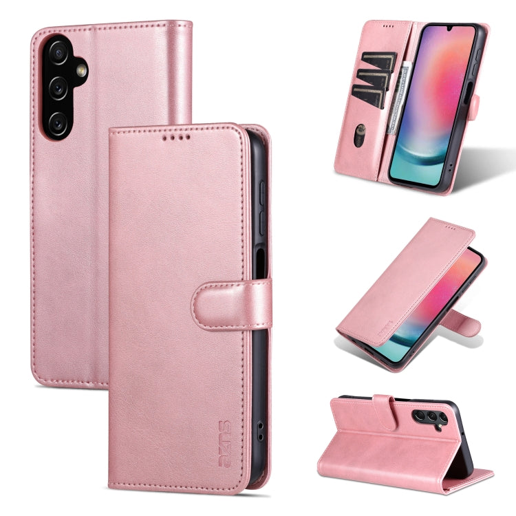For Samsung Galaxy A05s AZNS Skin Feel Calf Texture Flip Leather Phone Case(Rose Gold)