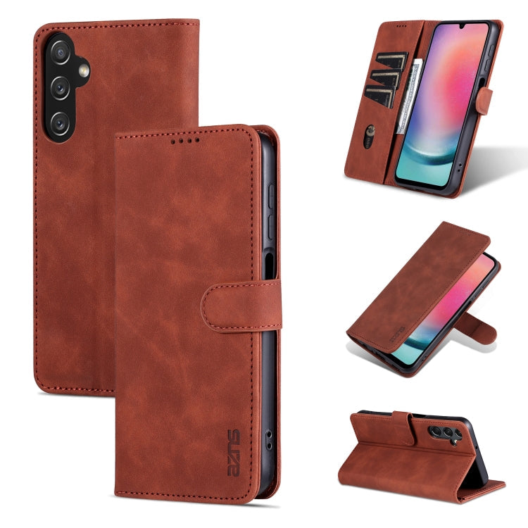 For Samsung Galaxy A05s AZNS Skin Feel Calf Texture Flip Leather Phone Case(Brown)