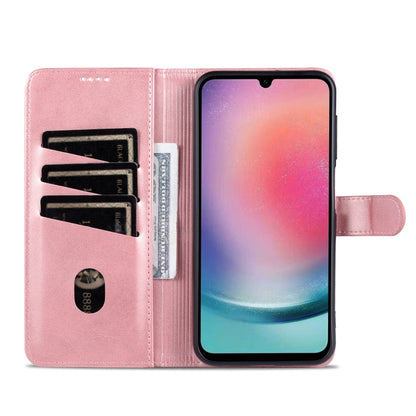 For Samsung Galaxy A15 AZNS Skin Feel Calf Texture Flip Leather Phone Case(Rose Gold)