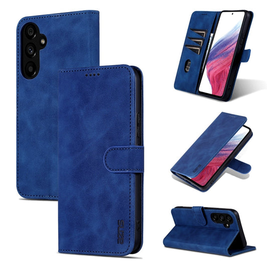 Pour Samsung Galaxy A35 5G AZNS Étui en cuir avec texture de veau pour téléphone (bleu)