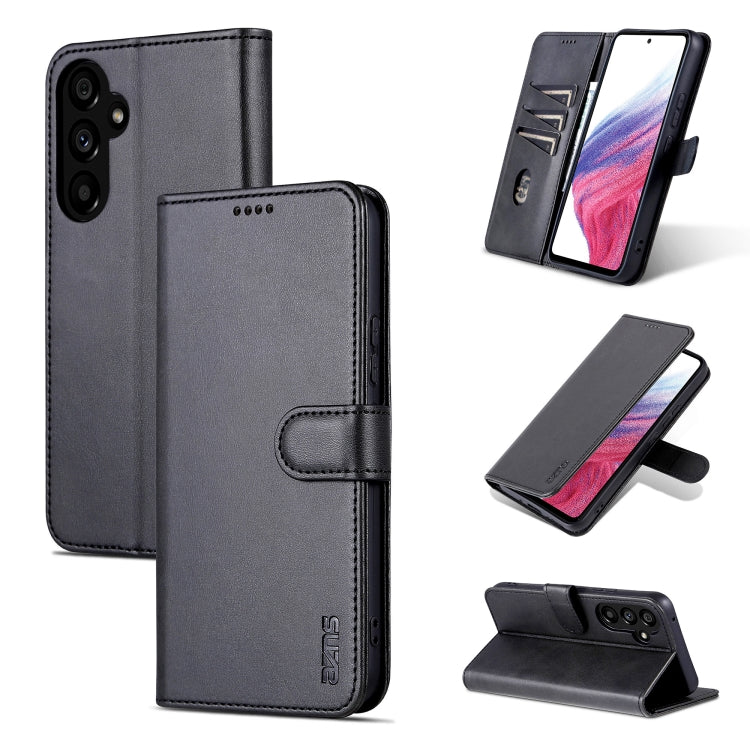 Pour Samsung Galaxy A35 5G Étui de téléphone en cuir rabattable AZNS avec texture en peau de veau (noir)