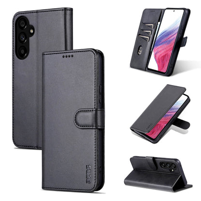 Pour Samsung Galaxy A35 5G Étui de téléphone en cuir rabattable AZNS avec texture en peau de veau (noir)