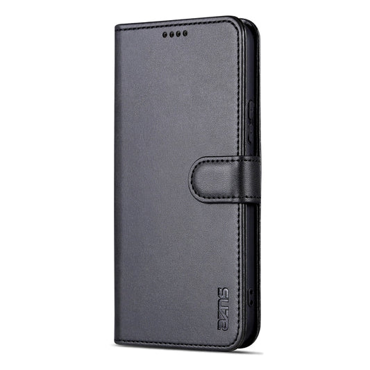 Pour Samsung Galaxy A35 5G Étui de téléphone en cuir rabattable AZNS avec texture en peau de veau (noir)