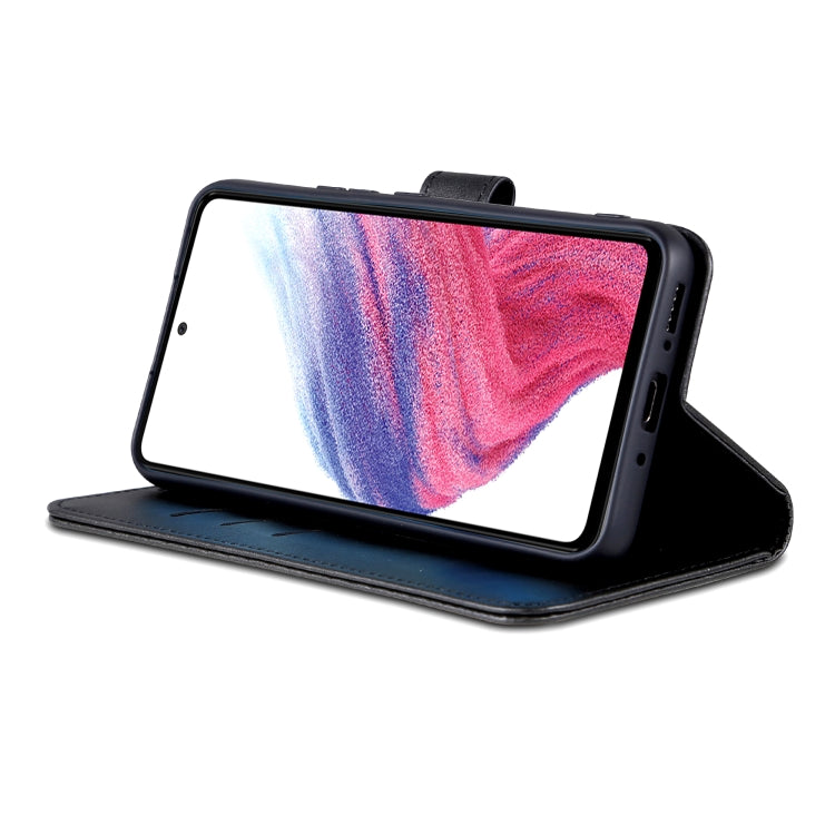 Pour Samsung Galaxy A35 5G Étui de téléphone en cuir rabattable AZNS avec texture en peau de veau (noir)