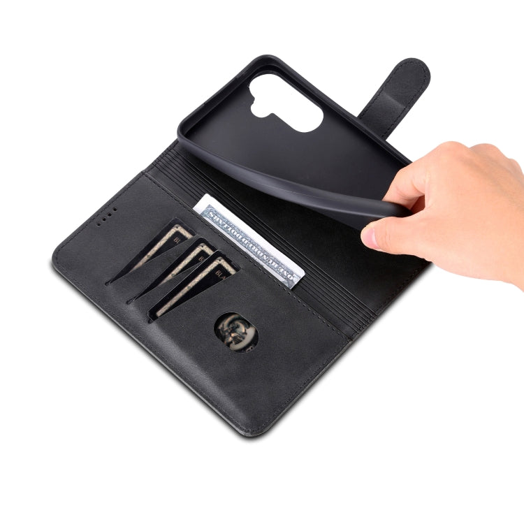 Pour Samsung Galaxy A35 5G Étui de téléphone en cuir rabattable AZNS avec texture en peau de veau (noir)