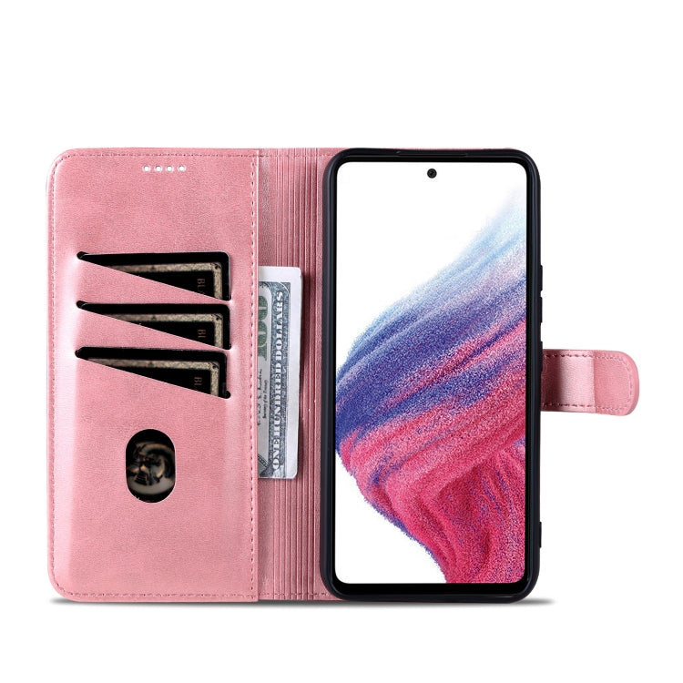 Pour Samsung Galaxy A35 5G AZNS Étui de téléphone en cuir à rabat texturé veau (toucher peau) (Rose Doré)
