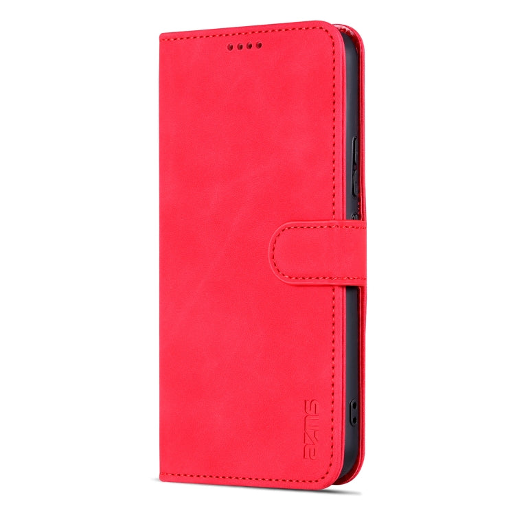Pour Samsung Galaxy A55 5G AZNS Étui portefeuille en cuir texturé en veau (rouge)