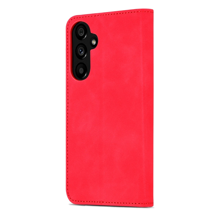 Pour Samsung Galaxy A55 5G AZNS Étui portefeuille en cuir texturé en veau (rouge)