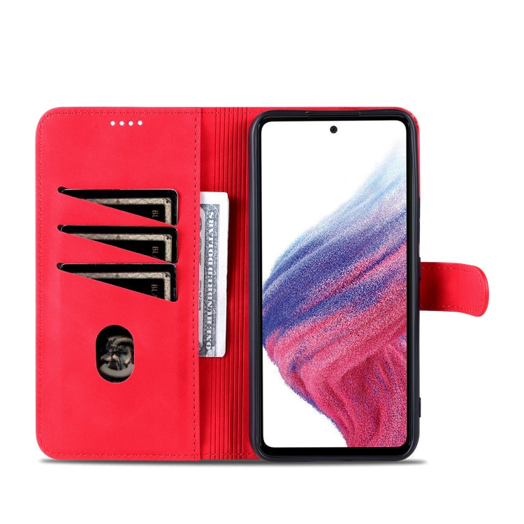 Pour Samsung Galaxy A55 5G AZNS Étui portefeuille en cuir texturé en veau (rouge)