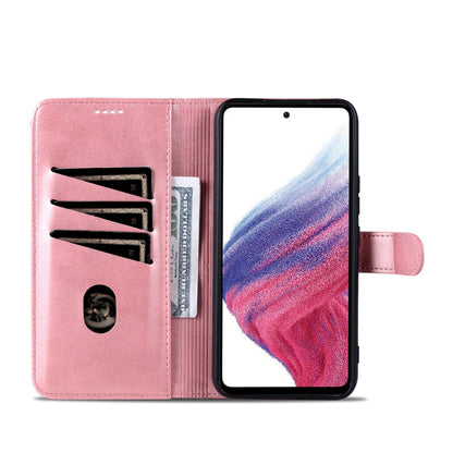For Samsung Galaxy A55 5G AZNS Skin Feel Calf Texture Flip Leather Phone Case(Rose Gold)