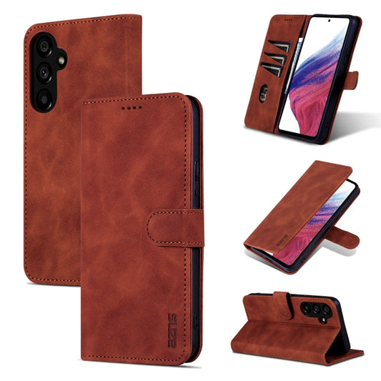 For Samsung Galaxy A55 5G AZNS Skin Feel Calf Texture Flip Leather Phone Case(Brown)