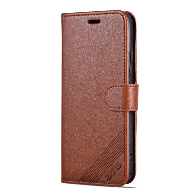 Pour Xiaomi 14 Pro AZNS Étui de téléphone en cuir à rabat texture peau de mouton (Marron)