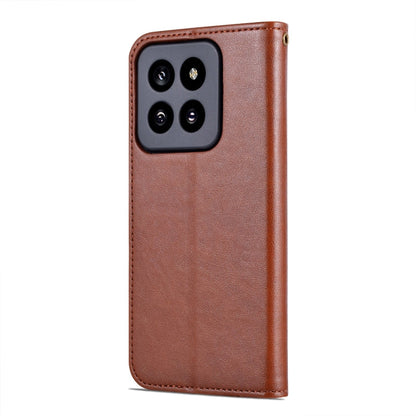 Pour Xiaomi 14 Pro AZNS Étui de téléphone en cuir à rabat texture peau de mouton (Marron)