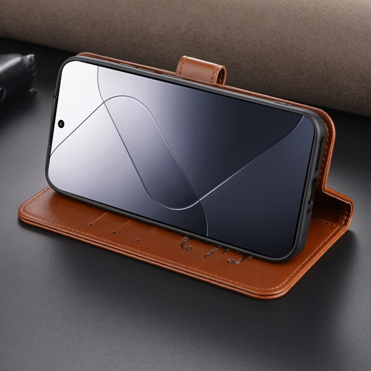Pour Xiaomi 14 Pro AZNS Étui de téléphone en cuir à rabat texture peau de mouton (Marron)
