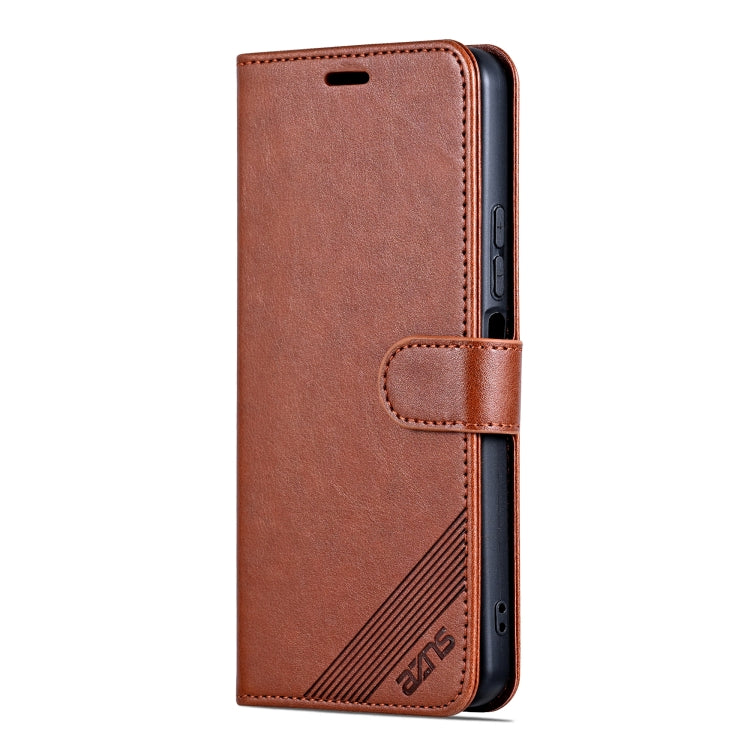 For Xiaomi Poco C65/Redmi 13C AZNS Sheepskin Texture Flip Leather Phone Case(Brown)