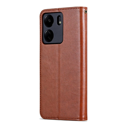 For Xiaomi Poco C65/Redmi 13C AZNS Sheepskin Texture Flip Leather Phone Case(Brown)