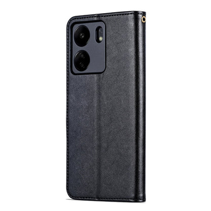 For Xiaomi Poco C65/Redmi 13C AZNS Sheepskin Texture Flip Leather Phone Case(Black)