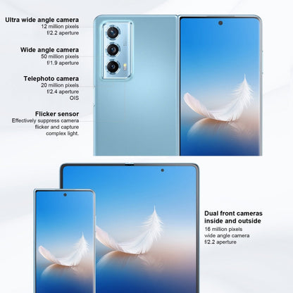 Honor Magic Vs2, 16GB+512GB, Side Fingerprint, 7.92 inch + 6.43 inch MagicOS 7.2 Snapdragon 8+ Gen1 Octa-Core 3.0GHz, OTG, NFC, Not Support Google Play(Blue)
