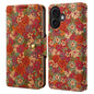 Pour iPhone 16 Denior Flower Language Series Étui de téléphone en cuir avec bord huilé en liège (Été)