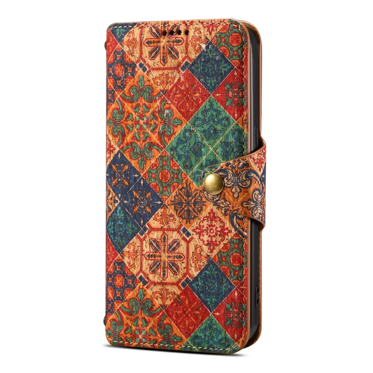 For iPhone 16 Plus Denior Flower Language Series Cork Fabric Oil Edge Leather Phone Case(Winter)
