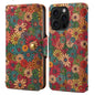 Pour iPhone 16 Pro Max - Coque en cuir liège de la série Denior Flower Language avec bords huilés (Printemps)
