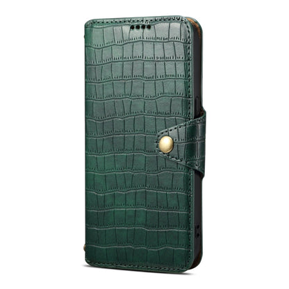 For iPhone 16 Denior Crocodile Texture Oil Edge Leather Phone Case(Green)