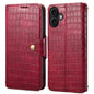For iPhone 16 Plus Denior Crocodile Texture Oil Edge Leather Phone Case(Rose Red)