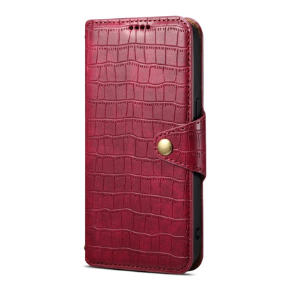 For iPhone 16 Plus Denior Crocodile Texture Oil Edge Leather Phone Case(Rose Red)