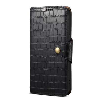 For iPhone 16 Plus Denior Crocodile Texture Oil Edge Leather Phone Case(Black)