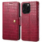 For iPhone 16 Pro Denior Crocodile Texture Oil Edge Leather Phone Case(Rose Red)
