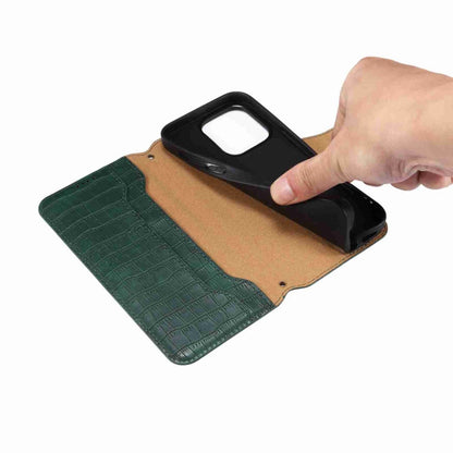 For iPhone 16 Denior Crocodile Texture Oil Edge Leather Phone Case(Black)