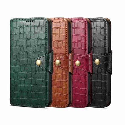 Pour iPhone 16 Pro Max Denior Crocodile Texture Huile Bord Étui de Téléphone en Cuir (Noir)