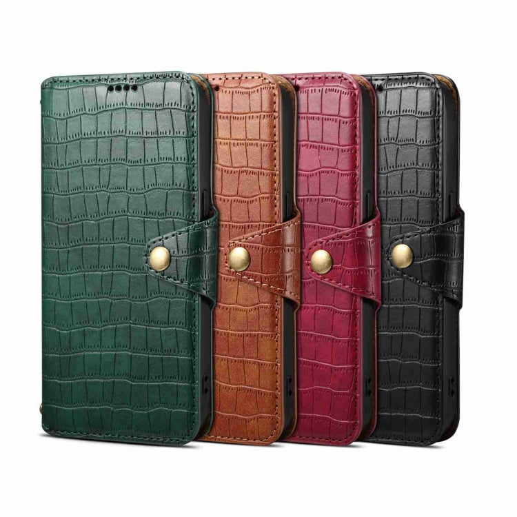 For iPhone 16 Pro Denior Crocodile Texture Oil Edge Leather Phone Case(Black)
