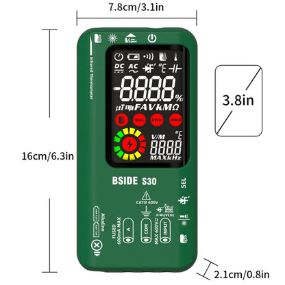 BSIDE S30 Smart Color Screen Infrared Temperature Measurement Multimeter(Red)