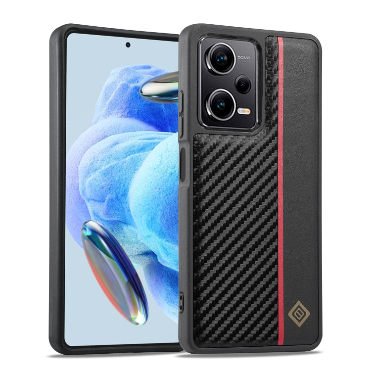 Pour Xiaomi Redmi Note 13 5G LC.IMEEKE Étui de téléphone antichoc 3 en 1 texture fibre de carbone (Noir)