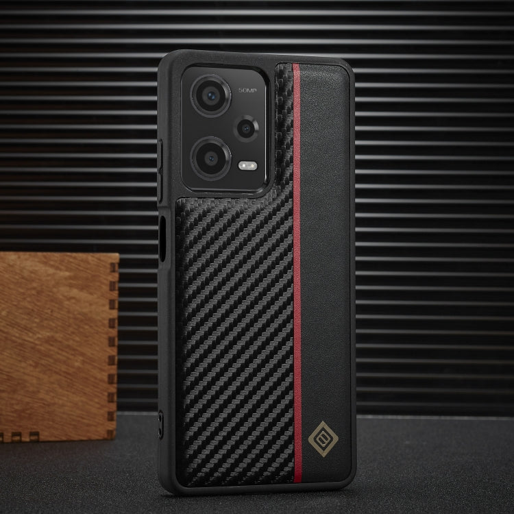 Pour Xiaomi Redmi Note 13 5G LC.IMEEKE Étui de téléphone antichoc 3 en 1 texture fibre de carbone (Noir)