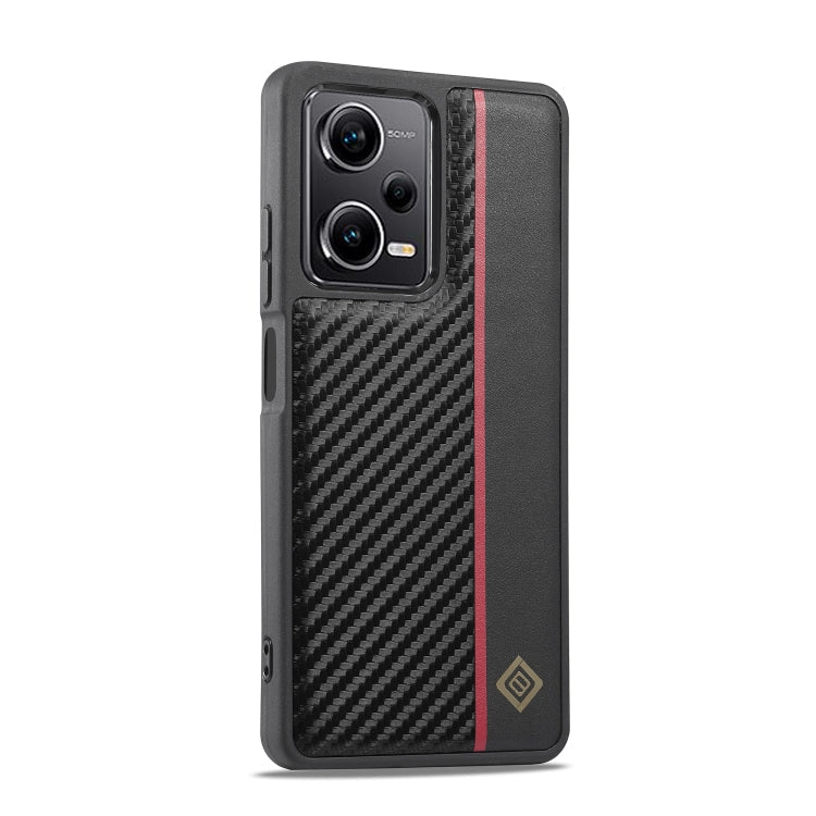 Pour Xiaomi Redmi Note 13 5G LC.IMEEKE Étui de téléphone antichoc 3 en 1 texture fibre de carbone (Noir)
