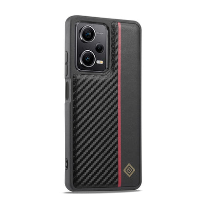 Pour Xiaomi Redmi Note 13 5G LC.IMEEKE Étui de téléphone antichoc 3 en 1 texture fibre de carbone (Noir)