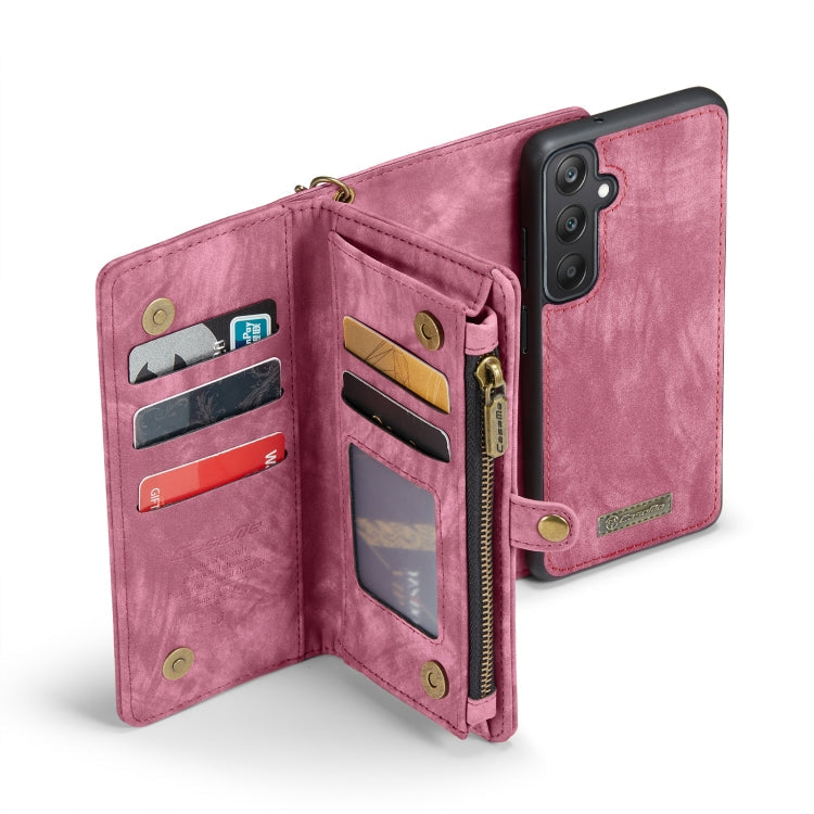For Samsung Galaxy A25 4G CaseMe 008 Multifunctional Zipper Wallet Leather Phone Case with Lanyard(Red)