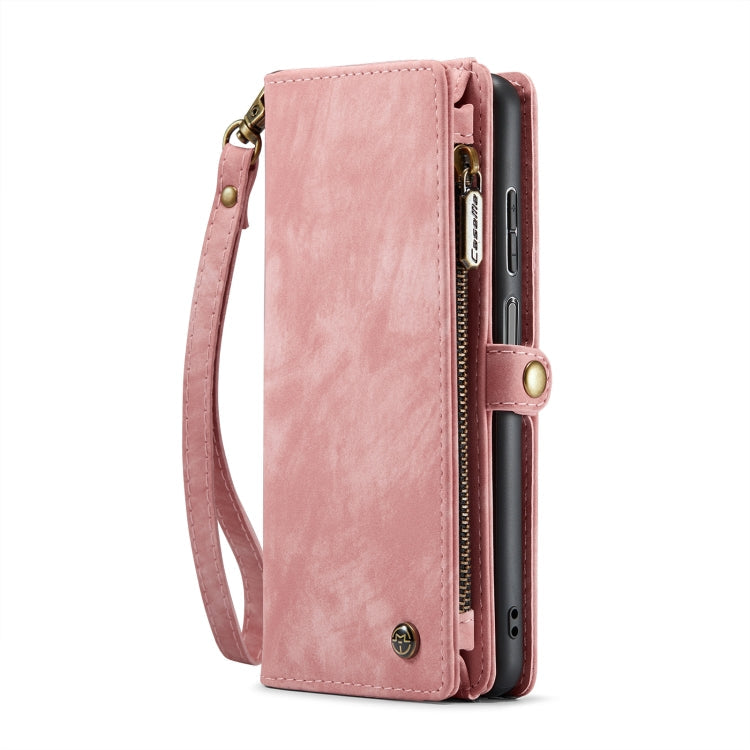 For Samsung Galaxy A25 4G CaseMe 008 Multifunctional Zipper Wallet Leather Phone Case with Lanyard(Pink)